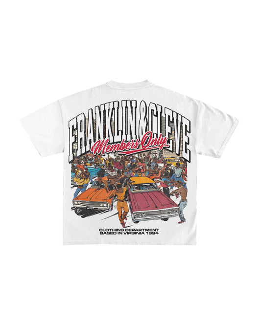 Franklin & Cleve members only block party tee